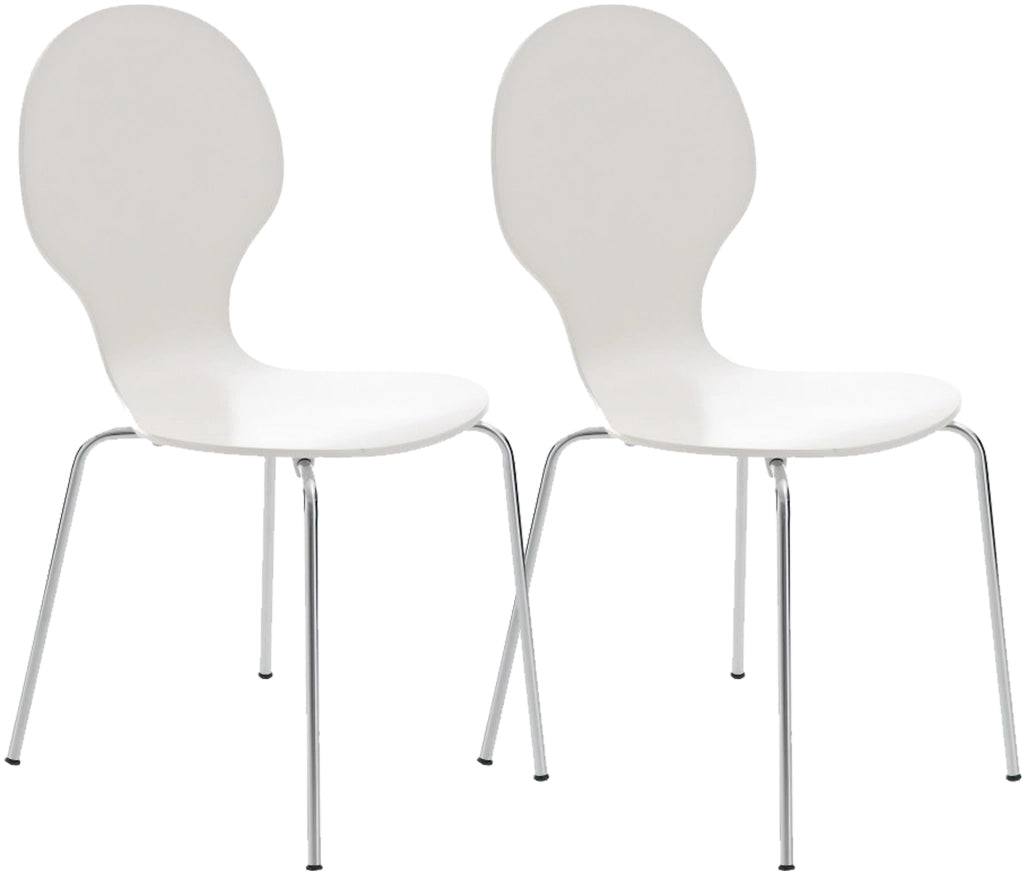 Set 2x Sedie Impilabili Diego in Legno Robusto bianco