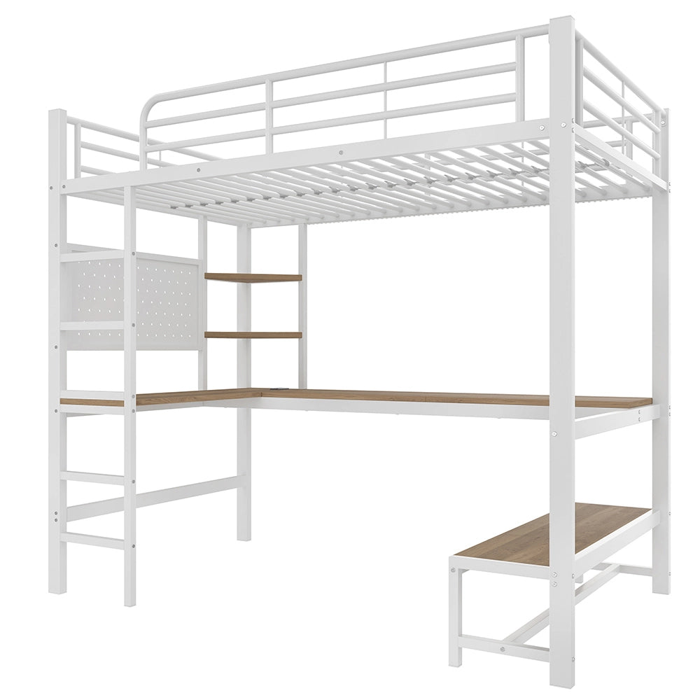 Letto a soppalco - Xylo - 90x200 cm scrivania USB LED bianco