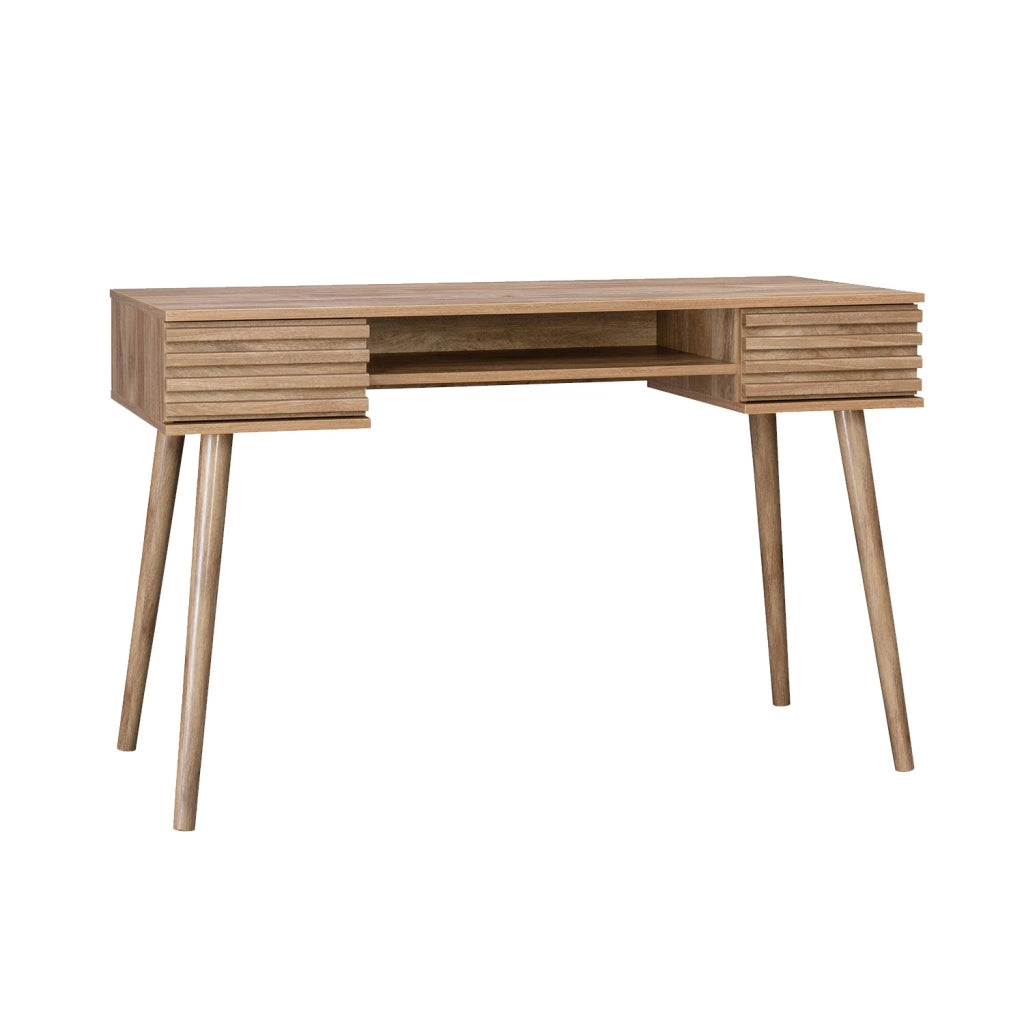 Scrivania effetto legno 2 cassetti, marrone naturale