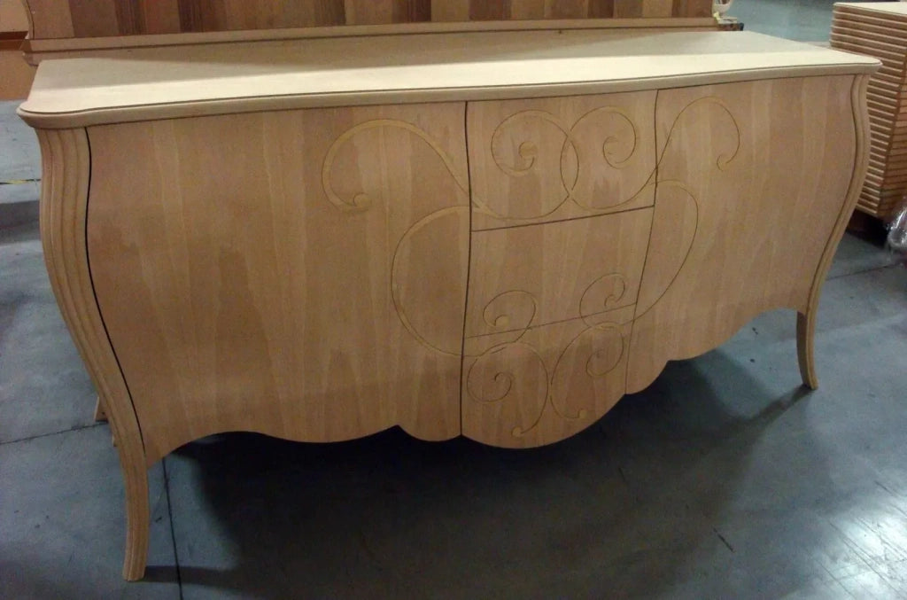 Madia credenza in legno grezza bombata 2 ante l.200 p.60 h.98 (010) - Mobili 2G