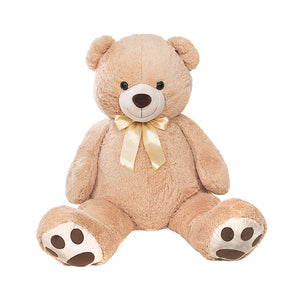 Orso di Peluche con Fiocco Dorato Altezza 150 cm Beige