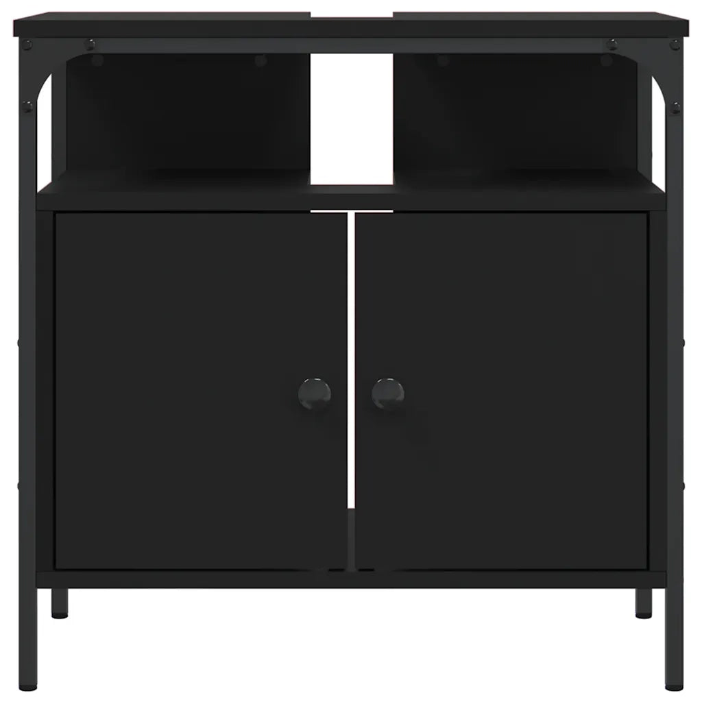 Mobile Lavabo | Armadio Lavabo Bagno Nero 60x30x60 cm in Legno Multistrato