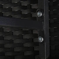 Set 11 PZ Mobili da Giardino in Rattan da Esterno con Tavolo in Vetro Temperato e Cuscini, Set da Pranzo, Nero