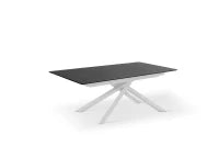 E-STYLO Tavolo allungabile con top nero in HPL su MDF e gambe in alluminio bianco, 90cm X 170/270cm H. 76cm.