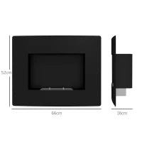 Caminetto a Bioetanolo da Incasso in Acciaio, Durata 3.3 Ore e Capacità 0.9L, 66x16x52 cm, Nero