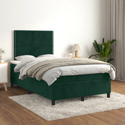 Giroletto a Molle con Materasso Verde Scuro 120x200 cm Velluto