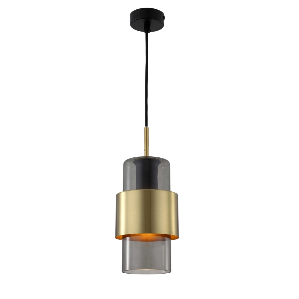 Lampada a sospensione Miele vetro fumé oro E27 150cm