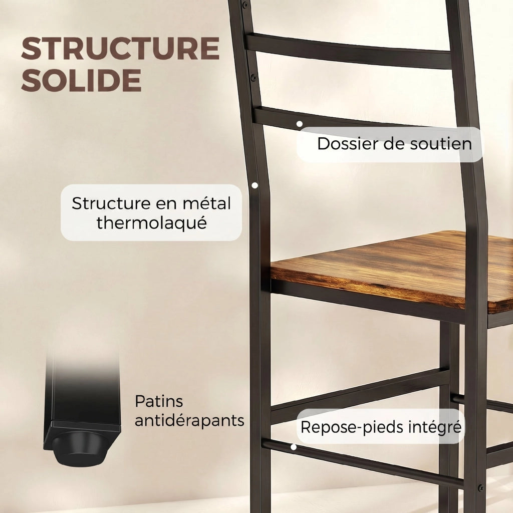 Tavolo da pranzo allungabile con sedie ¨C zephmum ¨C marrone, metallo, 90x200