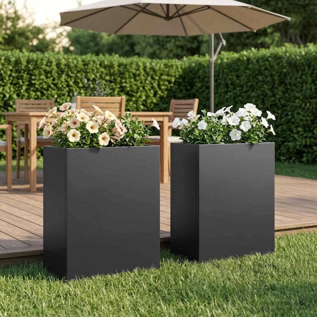 Vaso da giardino 2 pz Nero 40 x 20 x 40 cm 8005401