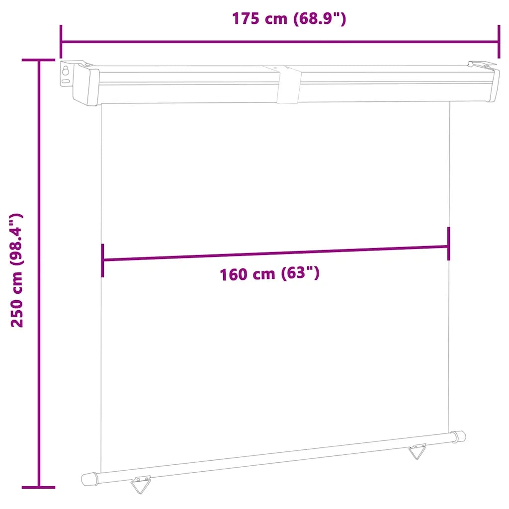 Tenda Laterale per Terrazzo 170x250 cm Nera cod mxl 59214
