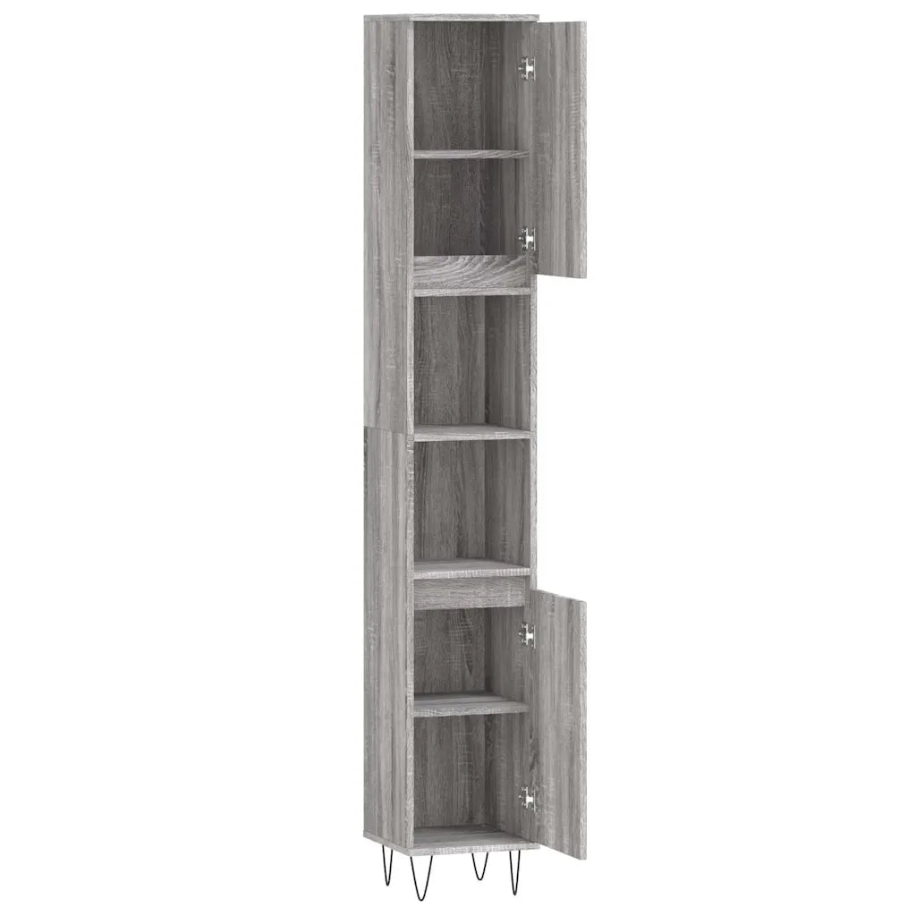 Armadietto Bagno | Armadio da bagno Grigio Sonoma 30x30x190cm in Legno Multistrato