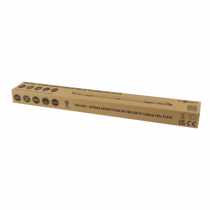 Plafoniera stagna per tubo LED T8 G13 60 cm IP65 Ecolight