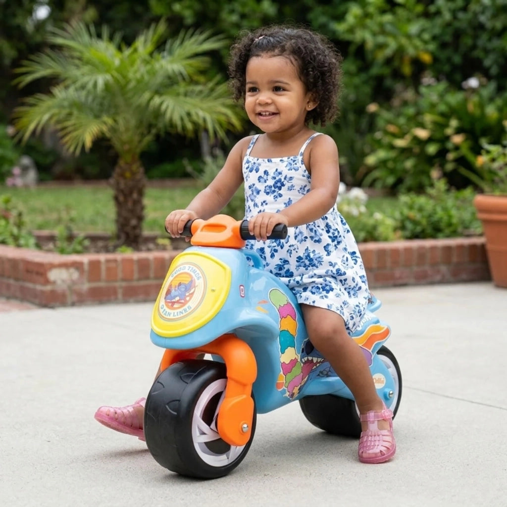Moto Cavalcabile per Bambini Disney Stitch Neox 69x27,5x49 cm con Ruote Larghe Azzurro