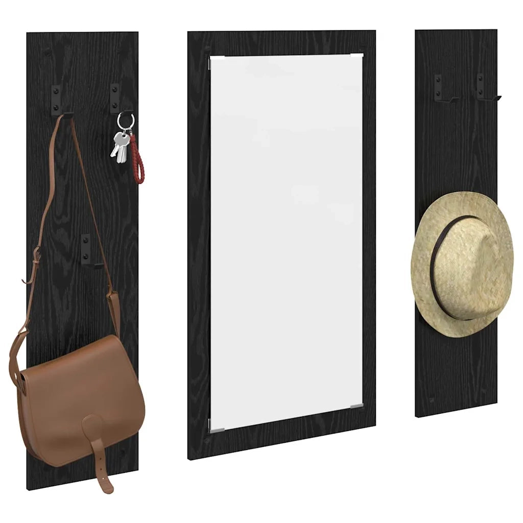 Appendiabiti a muro con specchio Rovere Nero 96 x 1,5 x 90 cm CFW7176409