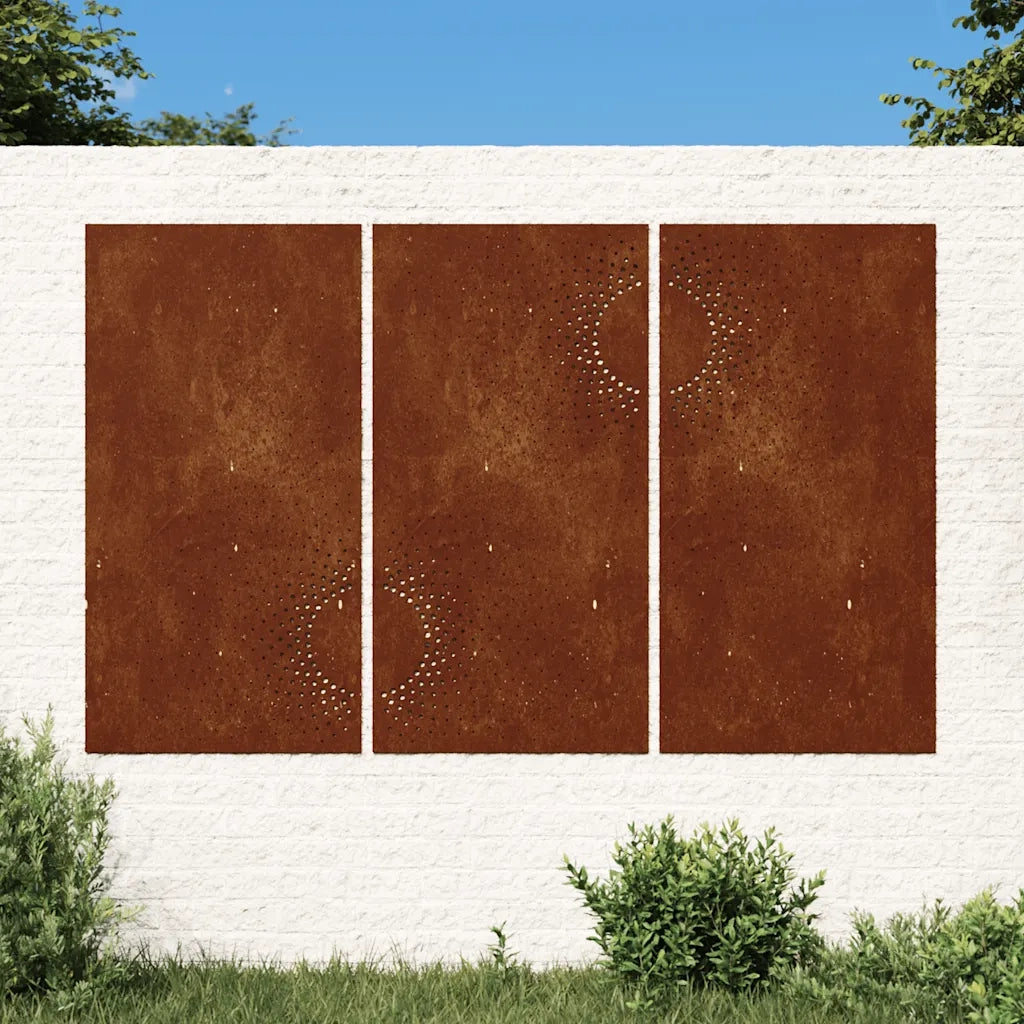 Decorazioni Muro da Giardino 3 pz 105x55 cm Sole Acciaio Corten CFW9829765