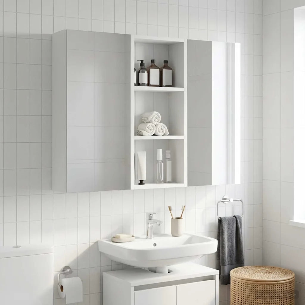 Armadio da bagno a muro con lo scaffale Bianco 30 x 14 x 70 cm 889327