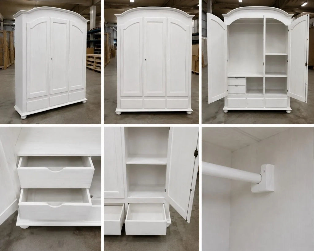 Armadio classico 3 porte 3 cassetti legno grezzo 181x61x224 (3210) - Mobili 2G