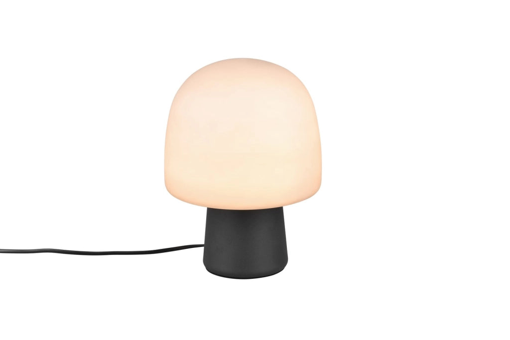 Lampada da tavolo STEEN fungo nero opaco vetro grigio