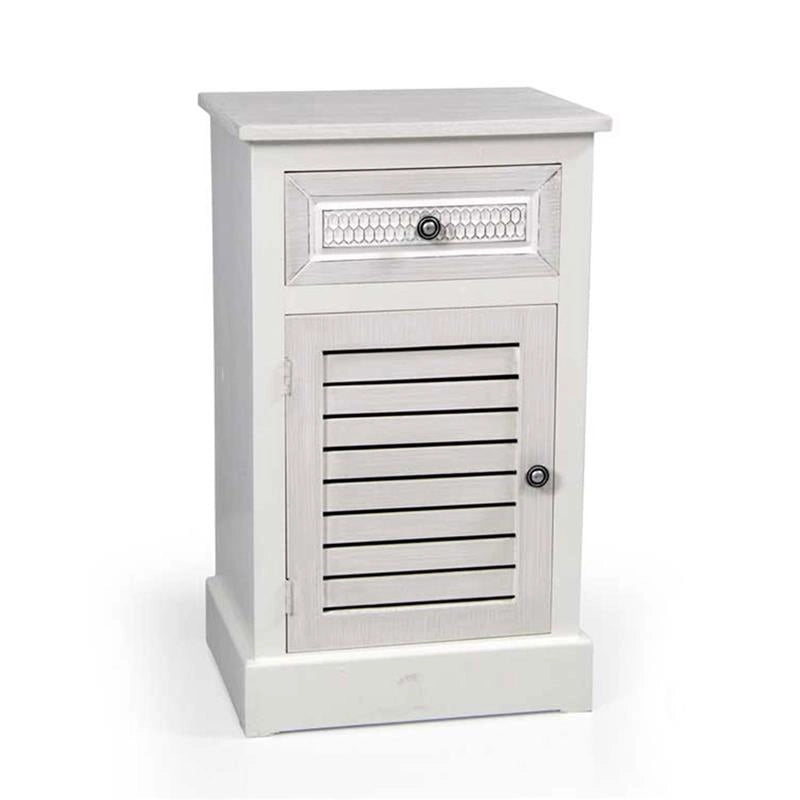 ELEGANT COMODINO CON  CASSETTO E ANTA 40 X 32 X 68 CM COLORE BIANCO