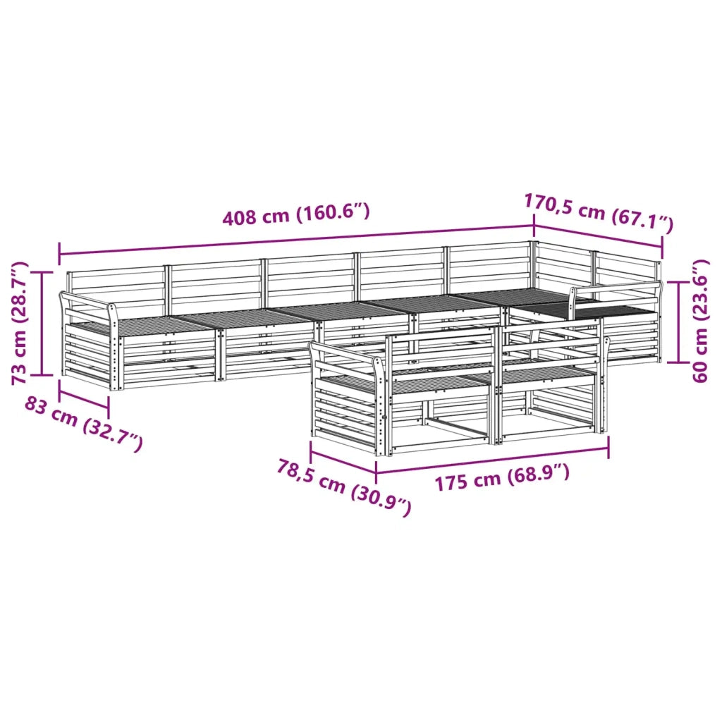 Set di divani da esterno 8 pcs Naturale 3373659