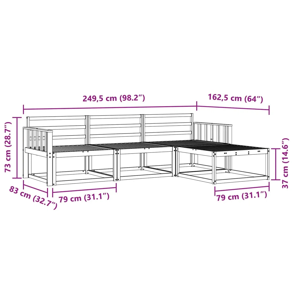 Set di divani da esterno 4 pcs Bianco 249,5 x 162,5 x 73 cm 3386263