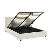 Letto a cassettone con rete a doghe 140x190cm, velluto a coste grosse,