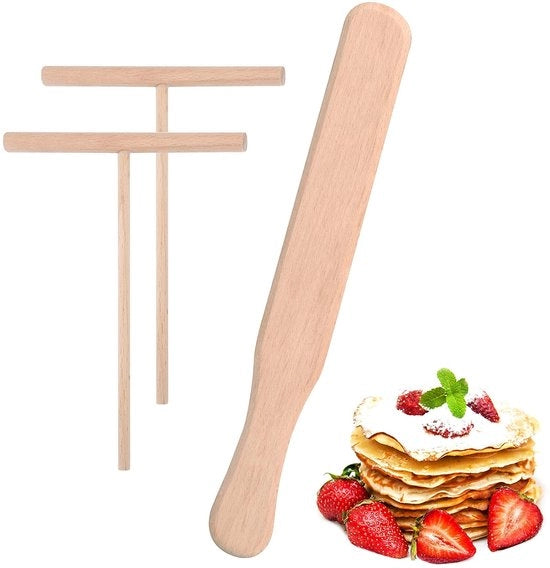 Set di Spatole di Legno per Pannocchietti - Adatto per Pannocchietti - 3 pezzi - Quercia