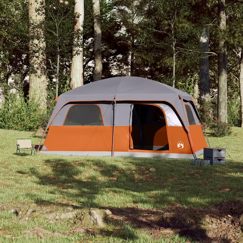 Tenda Familiare Cabina 8 Persone Grigia Arancione Impermeabile 94535