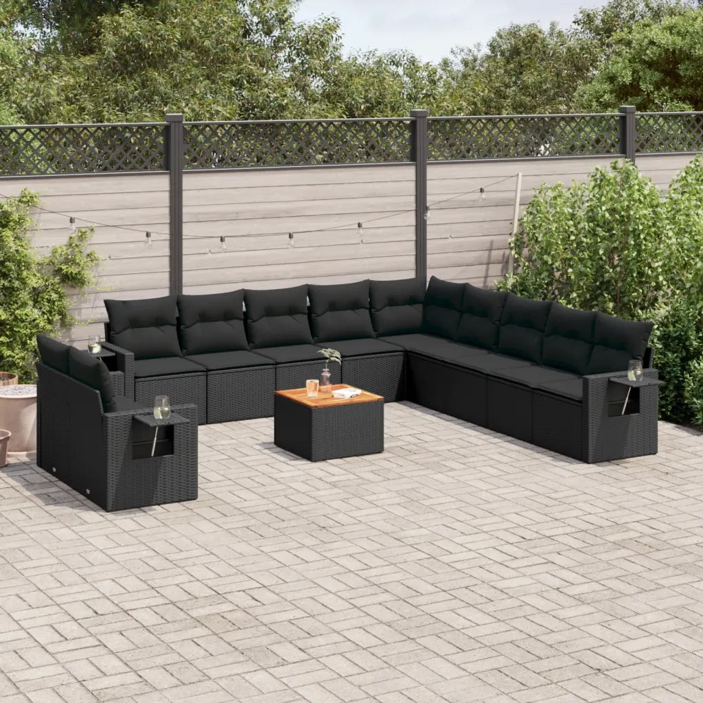 Set Divani da Giardino 12 pz con Cuscini Nero in Polyrattancod mxl 88934