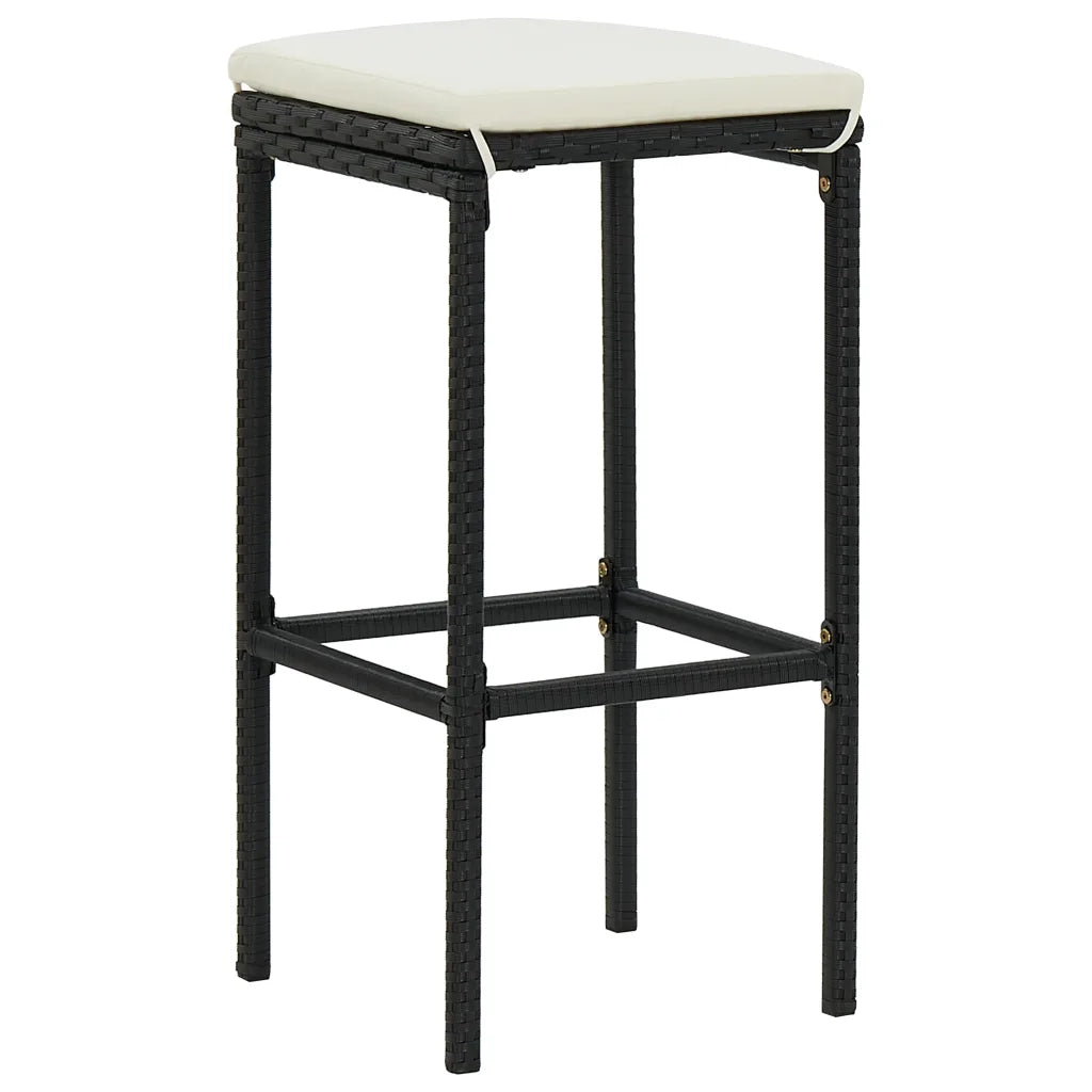 Set da Bar da Giardino 9 pz con Cuscini in Polyrattan Nero 3064854