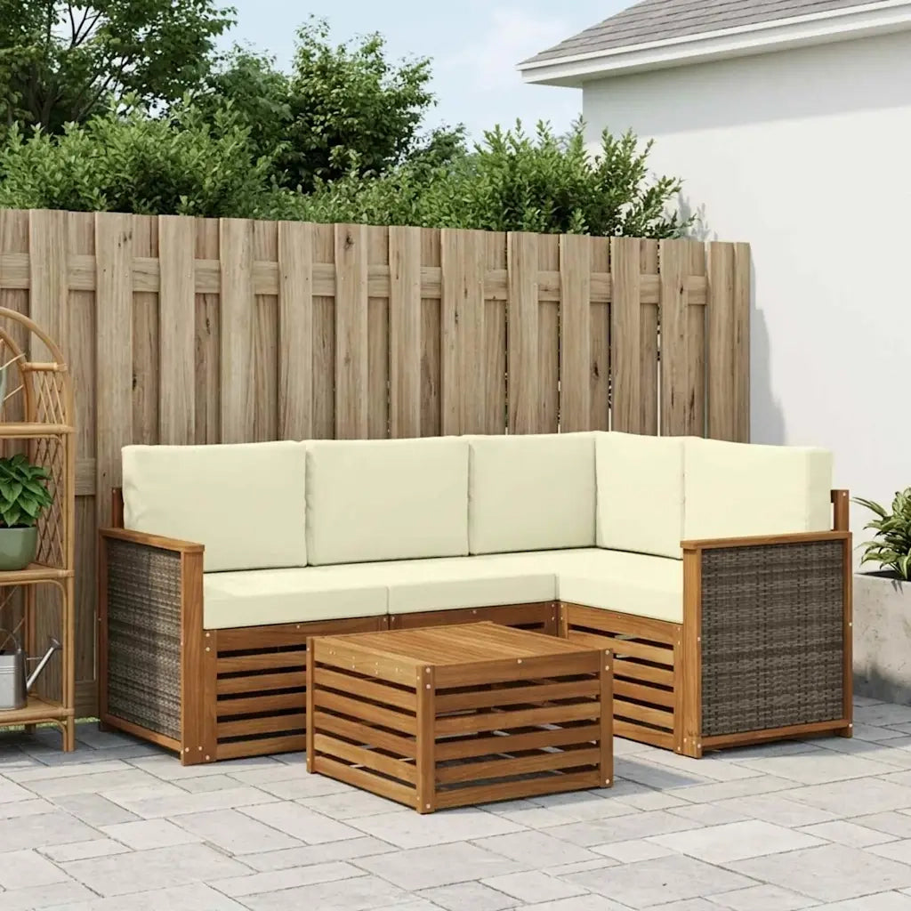 Set di divani da esterno 5 pcs Naturale e Crema 59 x 59 x 37 cm