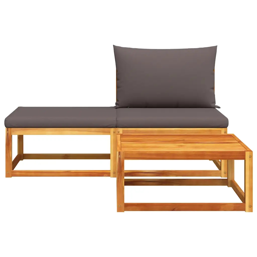 Set di divani da giardino 3 pezzi con cuscini in legno di acacia e corda 4008162