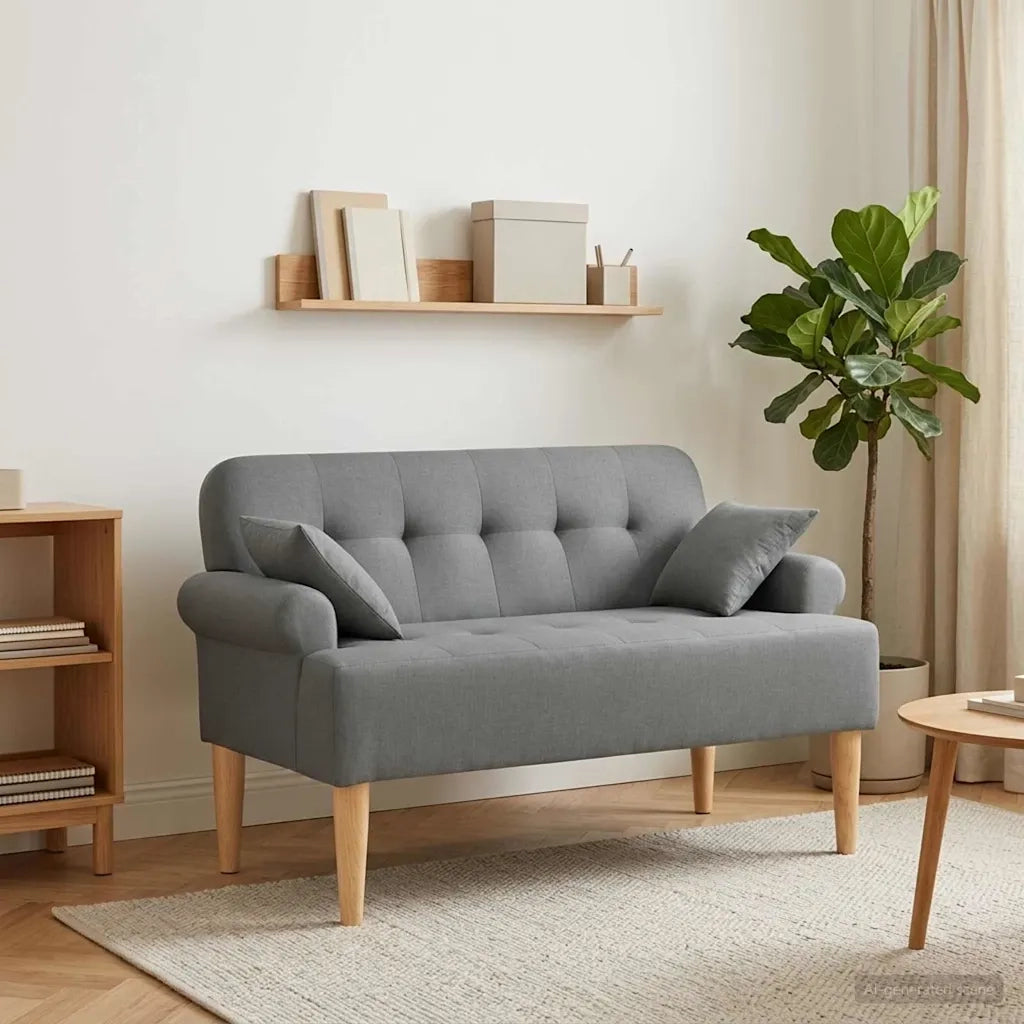Loveseat con bottoni imbottiti Grigio Scuro 120 x 65 x 79 cm 42041810