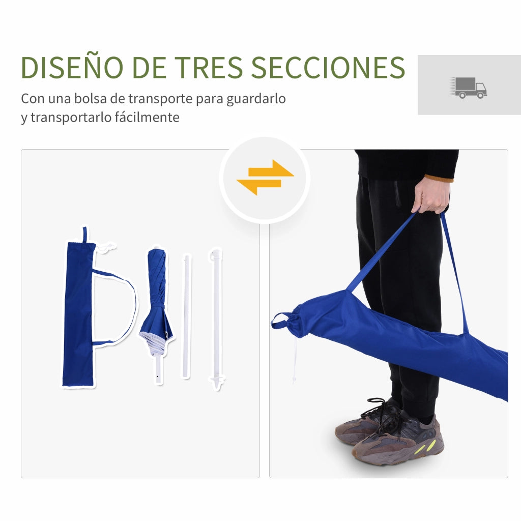 Ombrellone da Giardino Aggiustabile ¨C zephmum ¨C 160x205 cm Blu Azzurro