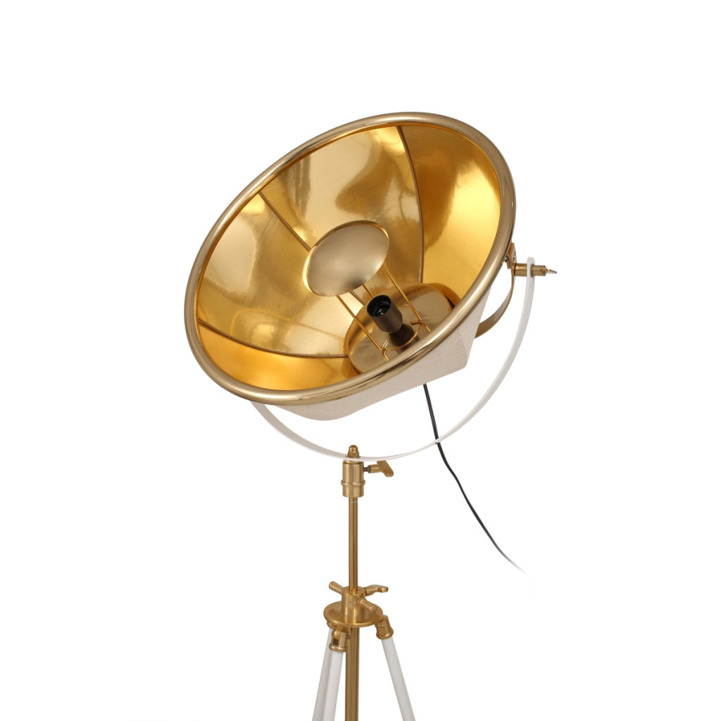 Lampada da terra Bowie in acciaio beige e oro