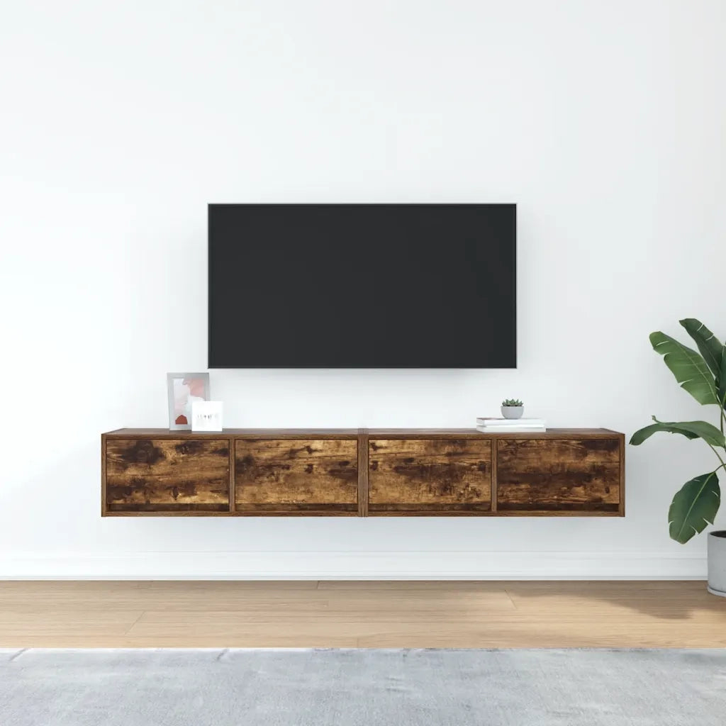 Mobili TV 2 pz Rovere Fumo 80x31x25,5 cm Legno Multistrato 861517