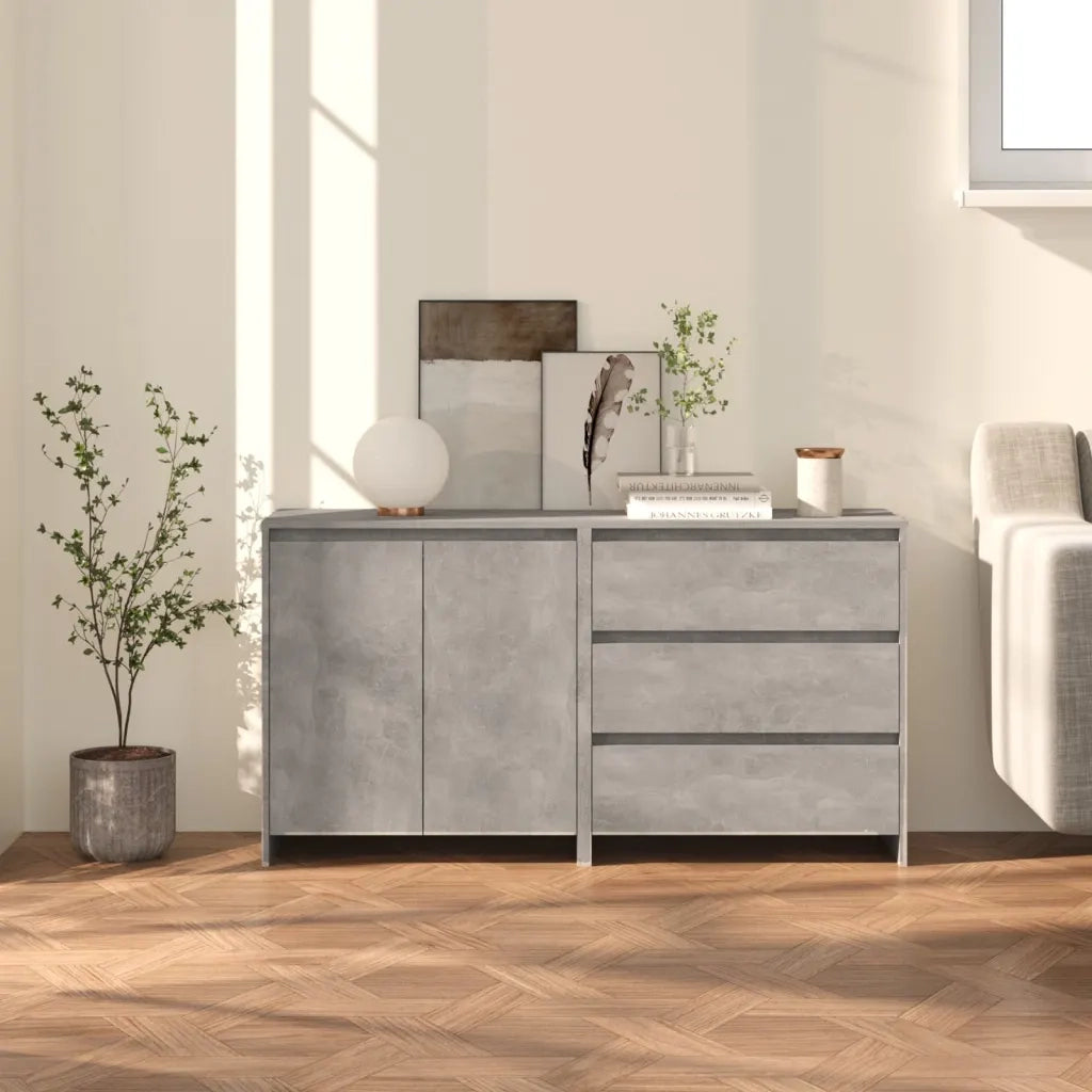 Credenze 2 pz Grigio Cemento in Legno Multistrato cod mxl 73573