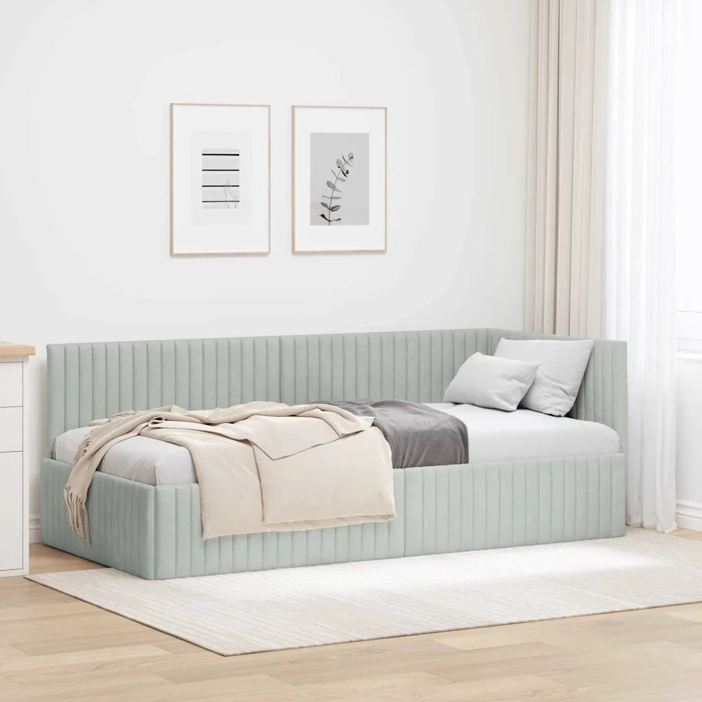 Cornice del letto ad angolo Grigio chiaro 90 cm x 190 cm