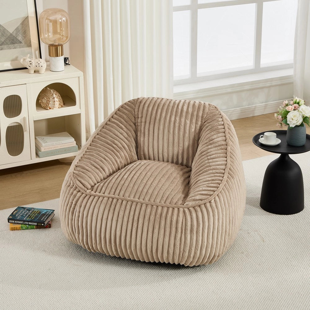 Divano Pouf Imbottito ¨C Minimal ¨C Tessuto Pelo Lungo Grigio 80x80x60cm