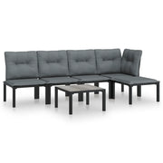 Set Salotto da Giardino 6 pz | Set di Mobili da Esterno in Polyrattan Nero e Grigio