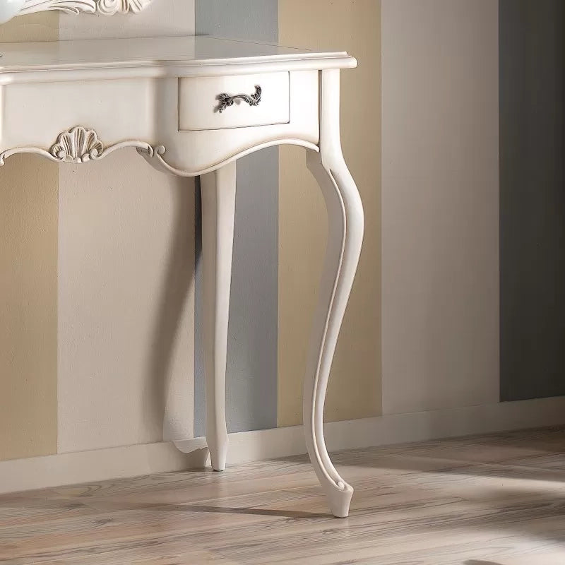 Consolle classica 2 cassetti legno shabby bianco 119x45x80 - Mobili 2G