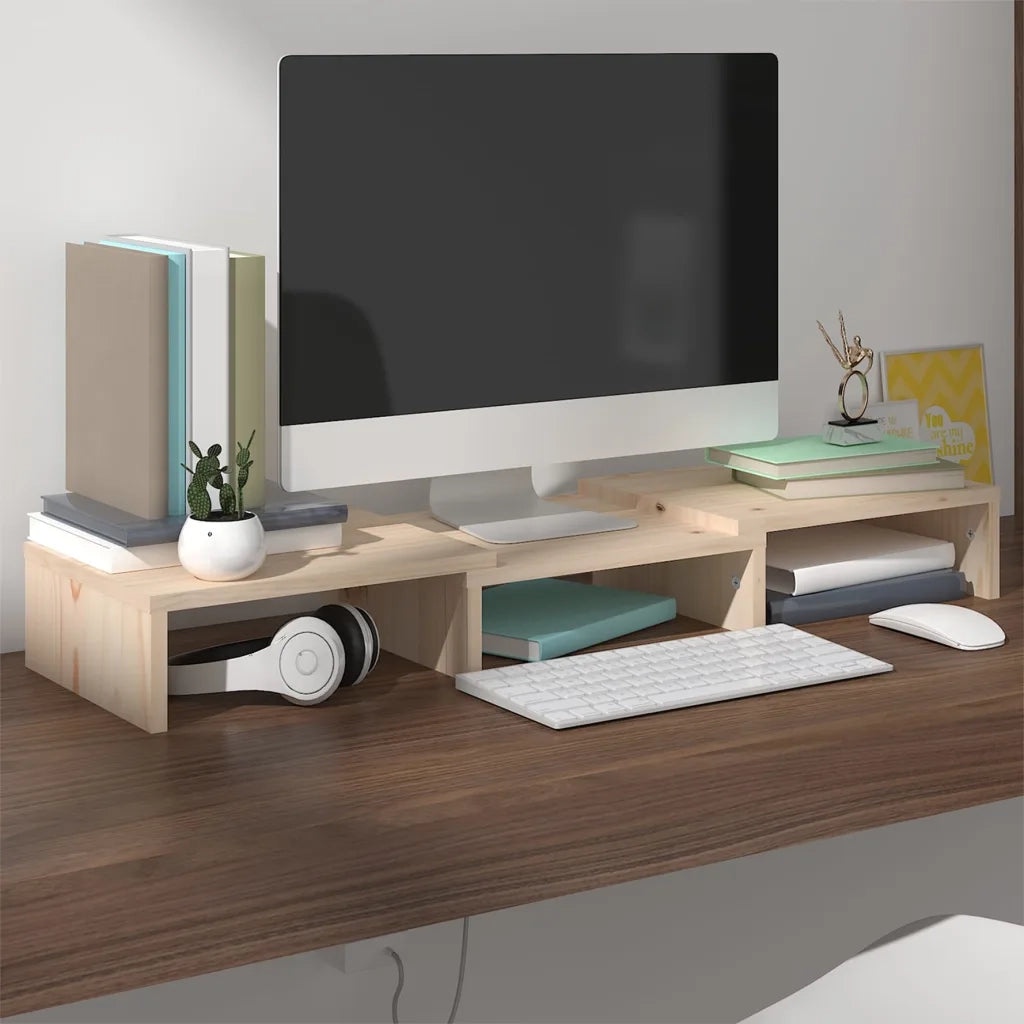 Supporto per Monitor 60x24x10,5 cm in Legno Massello di Pino 813934