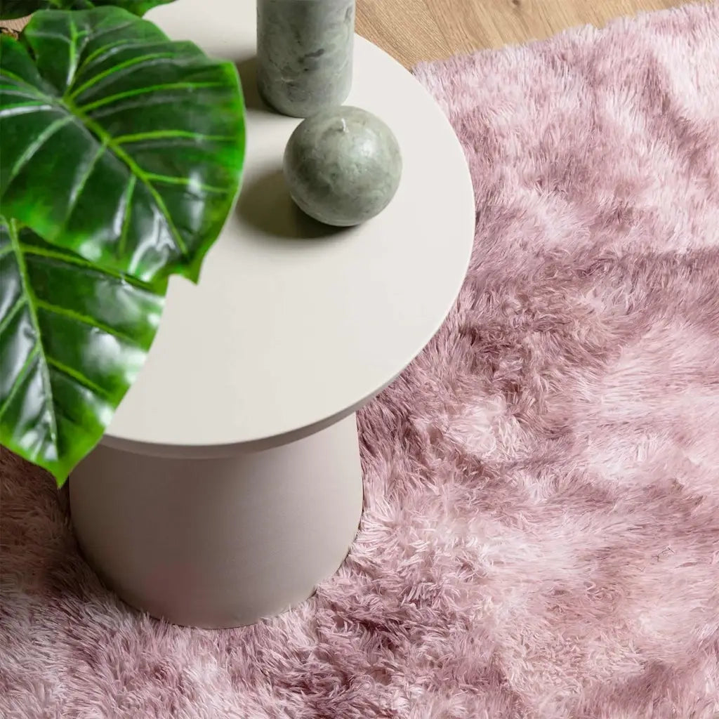 Tappeto Shaggy a Pelo Lungo NAVARRA Rosa Antico 120x120cm 4102865