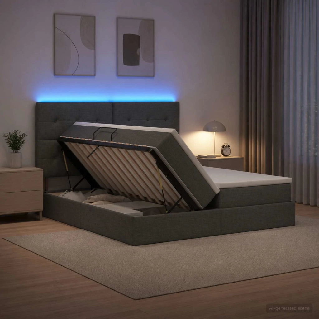 Letto con contenitore LED e materasso Grigio Scuro 180 x 200 cm 3460231