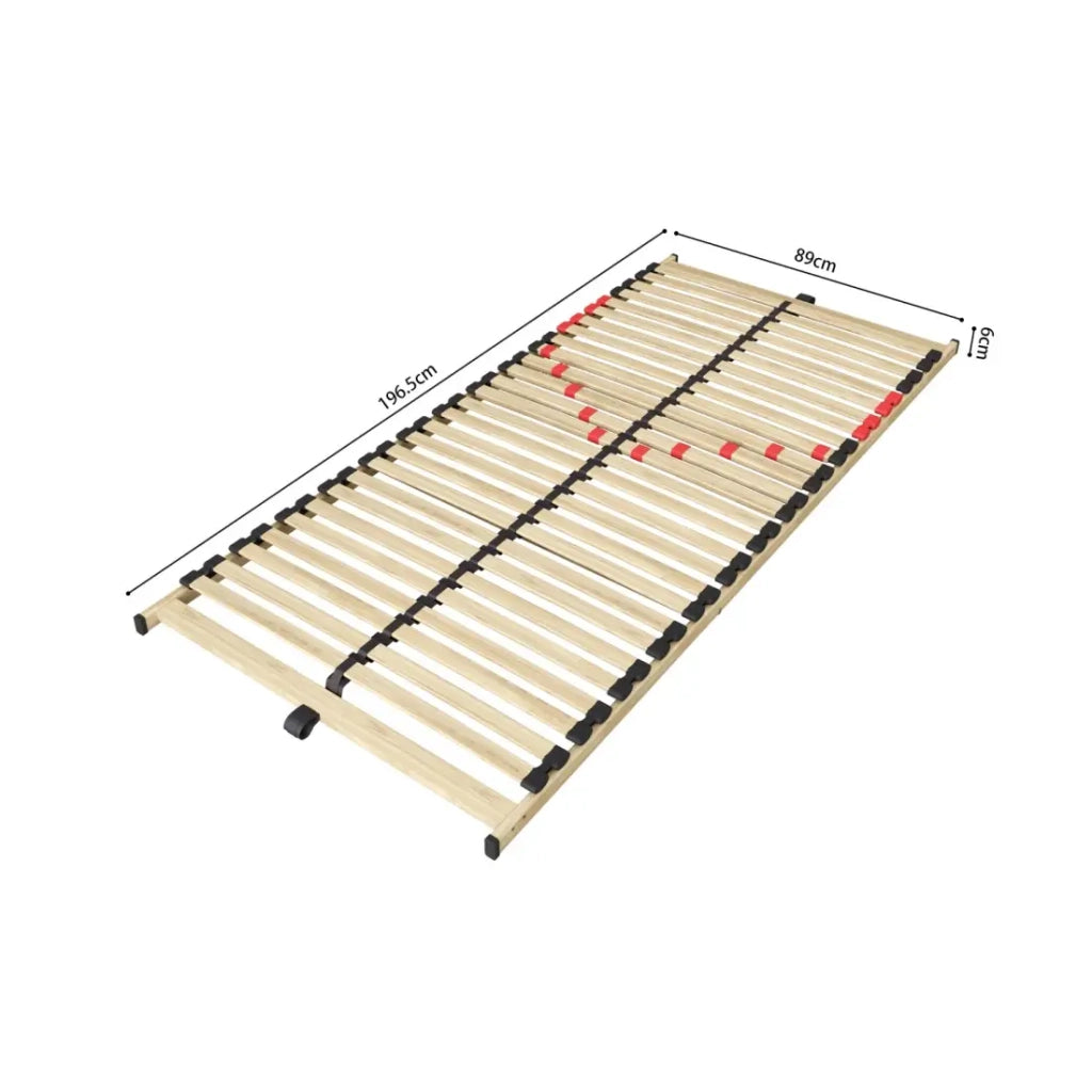 Base per letto ZITTARO – 28 doghe – 90x200 cm – Finitura quercia e nero – Supporto rigido e design sobrio