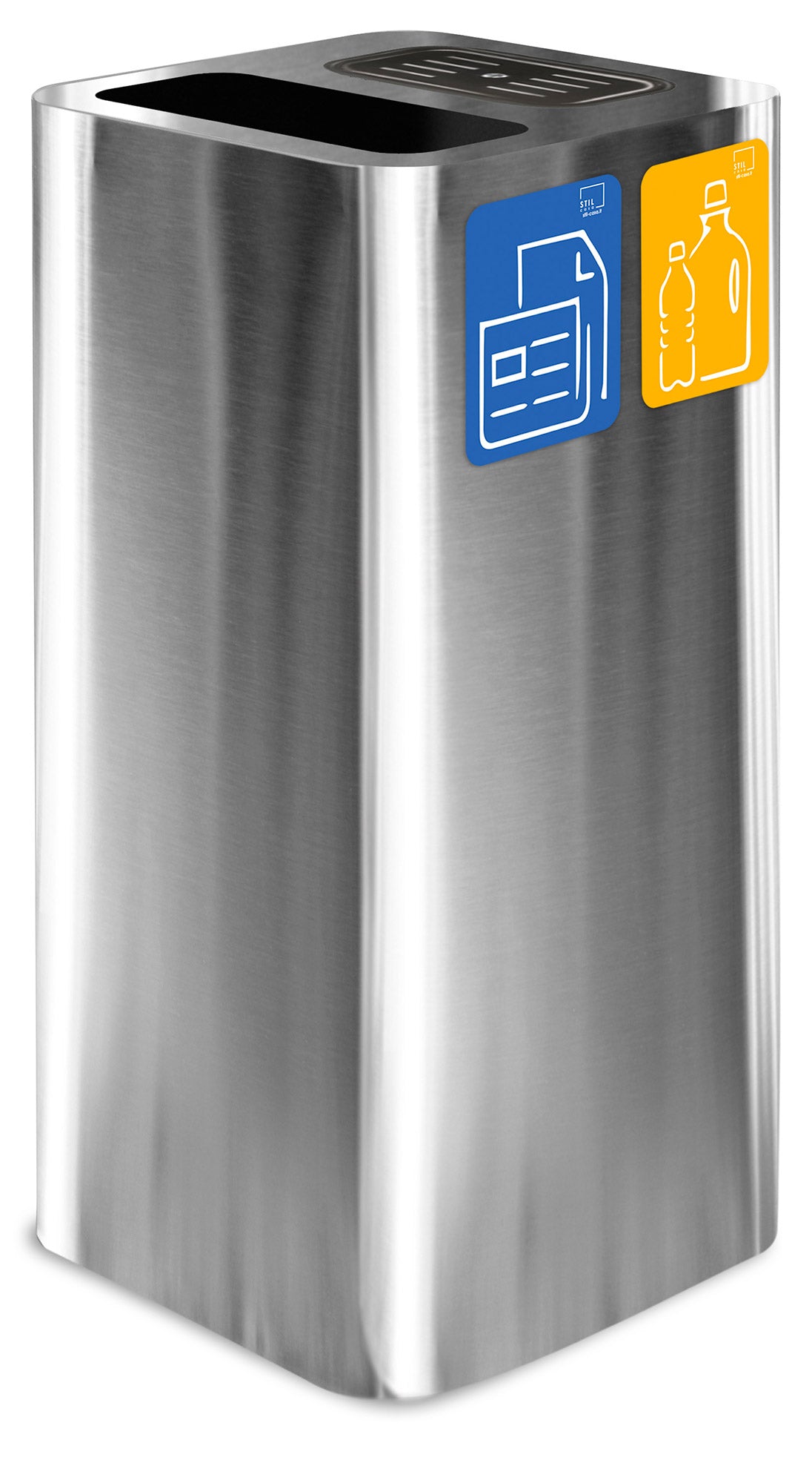 Pattumiera Per Raccolta Rifiuti 38x38xh80 cm In Acciaio Inox con Coperchio Basculante Argento