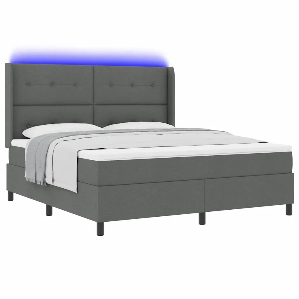 Letto a Sorgente LED Grigio scuro 180 x 200 cm Tessuto 3343519