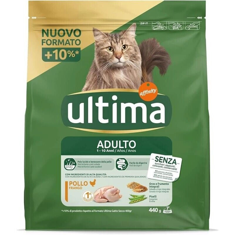 ULTIMA CROCCHETTE PER GATTO ADULTO 1-10 ANNI 440 GR FACILE DA DIGERIRE GUSTO POLLO E ORZO