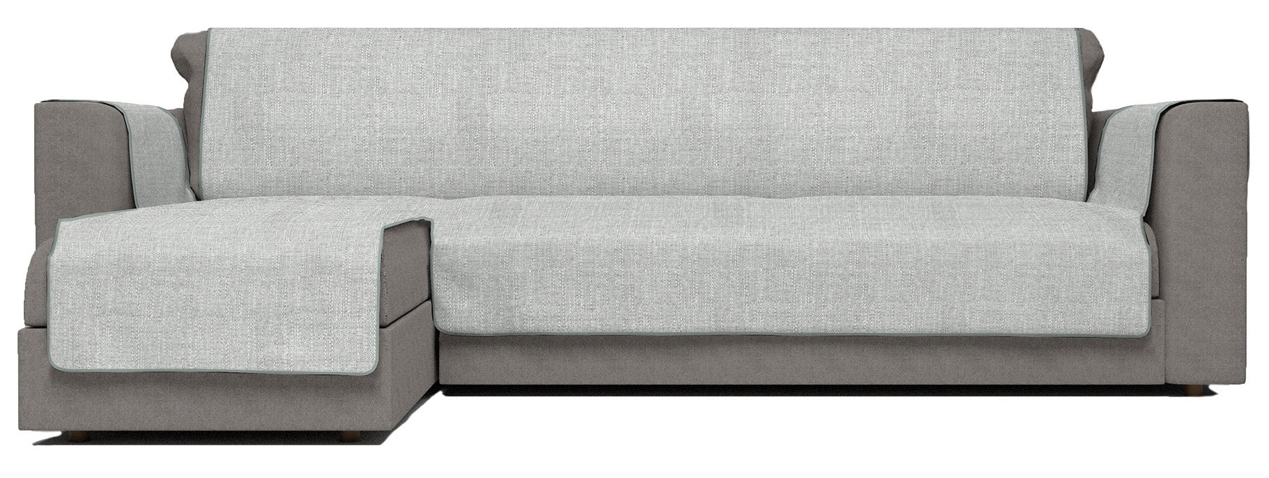 Copridivano in Poliestere con Penisola Sinistra Seduta 240 cm Grigio