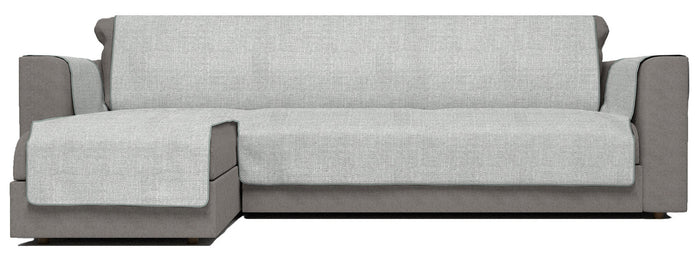 Copridivano in Poliestere con Penisola Sinistra Seduta 240 cm Grigio